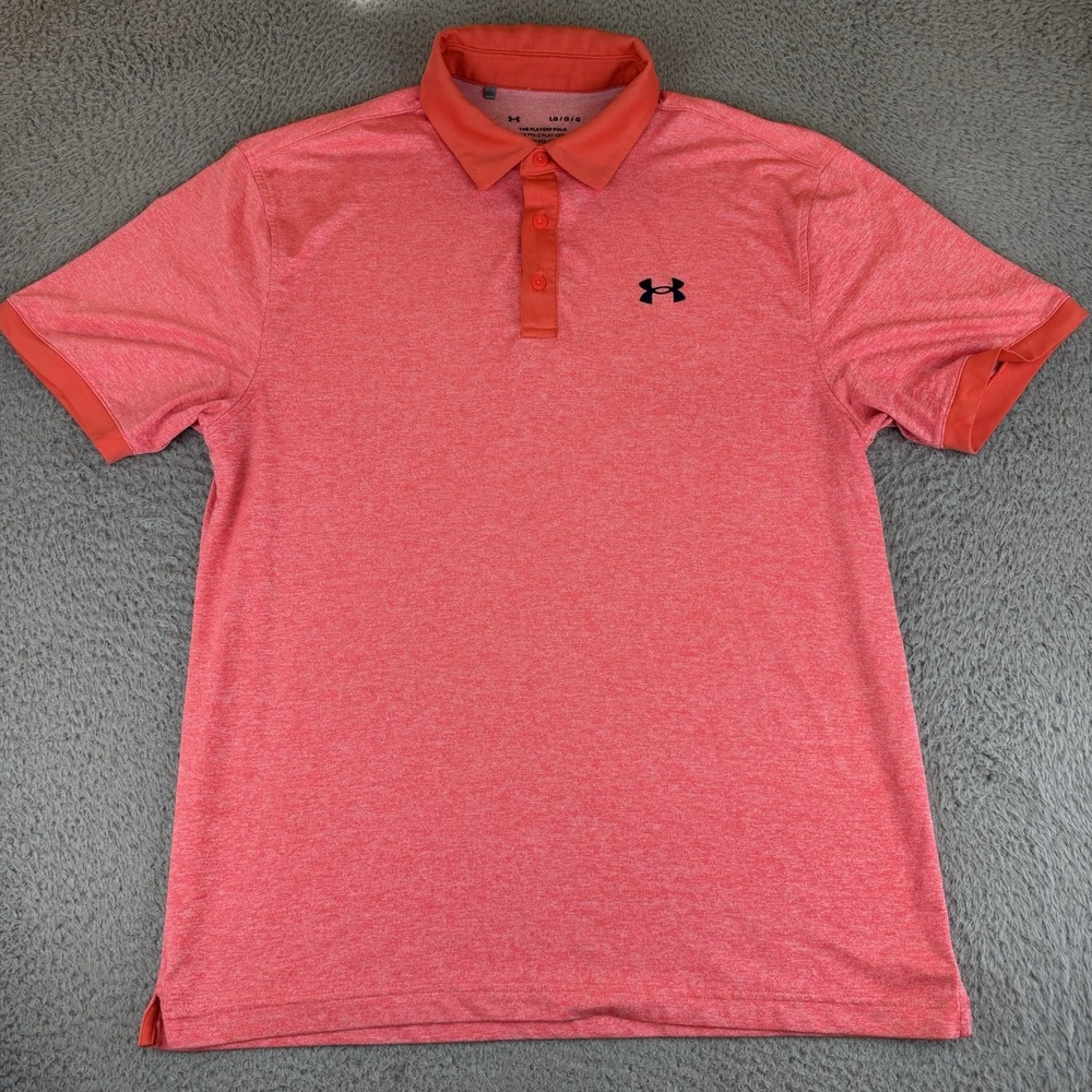 Under Armour Shirt‎ Mens Large Pink Playoff Polo Loose Fit Performance Golf